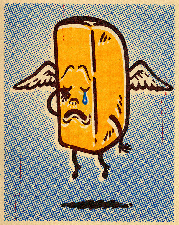 Gary Taxali Ode to the Twinkie #twinkie #heavenly #junk #print #illustration #angel #vintage #wings #death