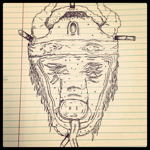 Dead Pig #ink #white #black #pen #sketch