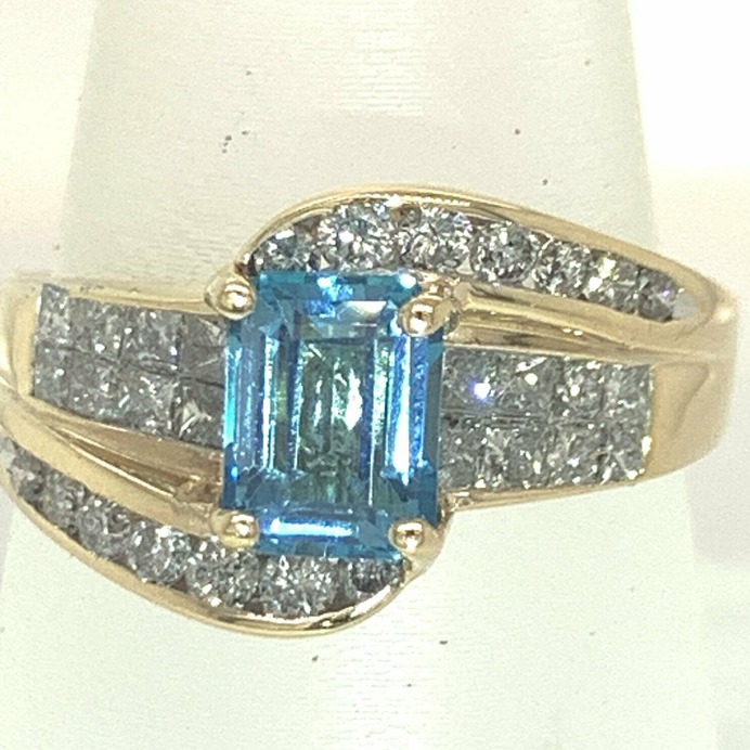 Blue Topaz and Diamond Ring