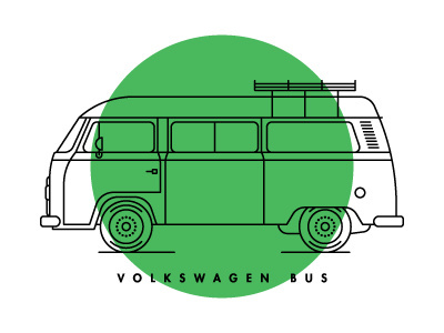 monoline overlay retro vw bus