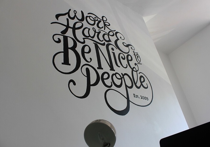 A typographic piece of the famous Anthony Burrill quote, painted as a wall mural in the studio.