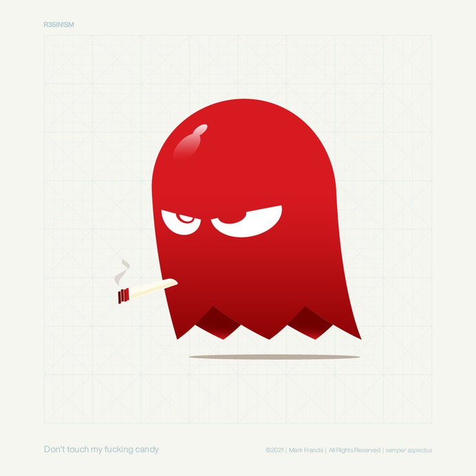 Blinky illustration

I went down a Pacman/Namco/Toru Iwatani rabbit hole that led me to this attempt.

Mark Francis | resinism