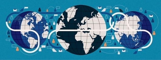 Global Communication. Client: Fortune | The Visual Work Of Mike Lemanski #blue #illustration #world #chart
