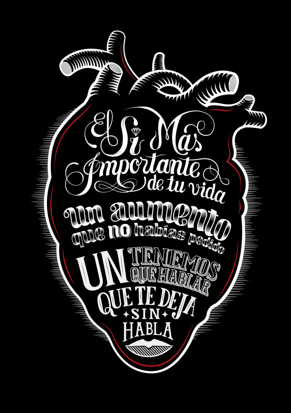 Quotes from the Heart on Behance #heart #lettering #blackwhite #black #baimu #handmade #type #love #typography