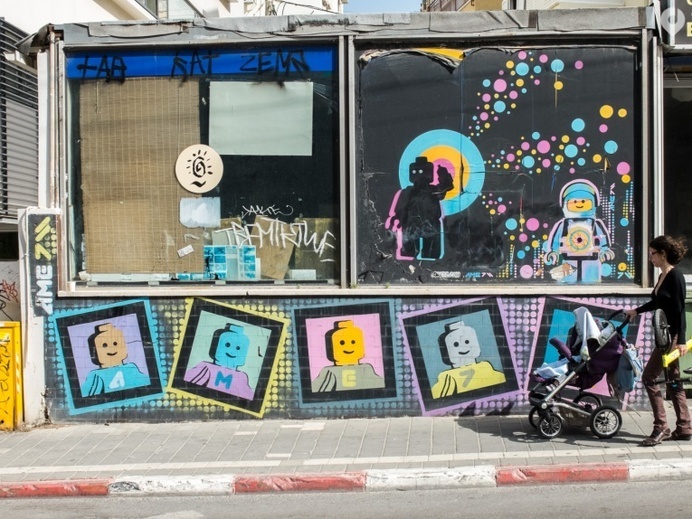 Street Art in Tel Aviv, Israel - JOQUZ #lego #mural #art #street #walls
