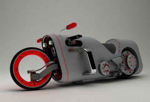 vehicle, motorcycle, custom, gray, red