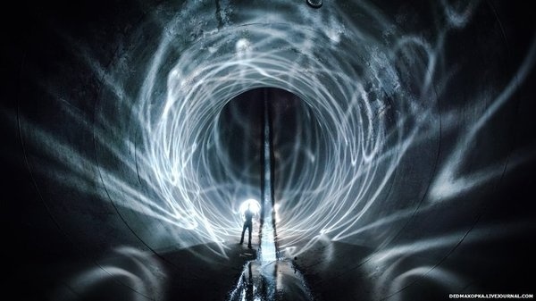 Man inside a water pipe at a power plant #photography
