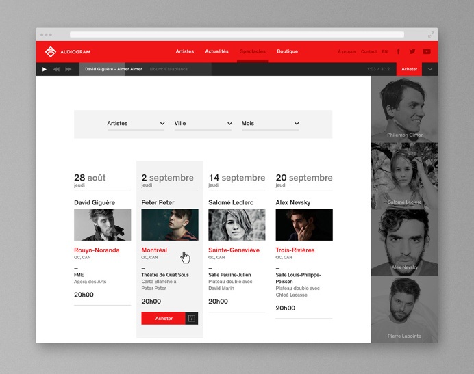 Audiogram by Philippe Gauthier and DeuxHuitHuit #website #web