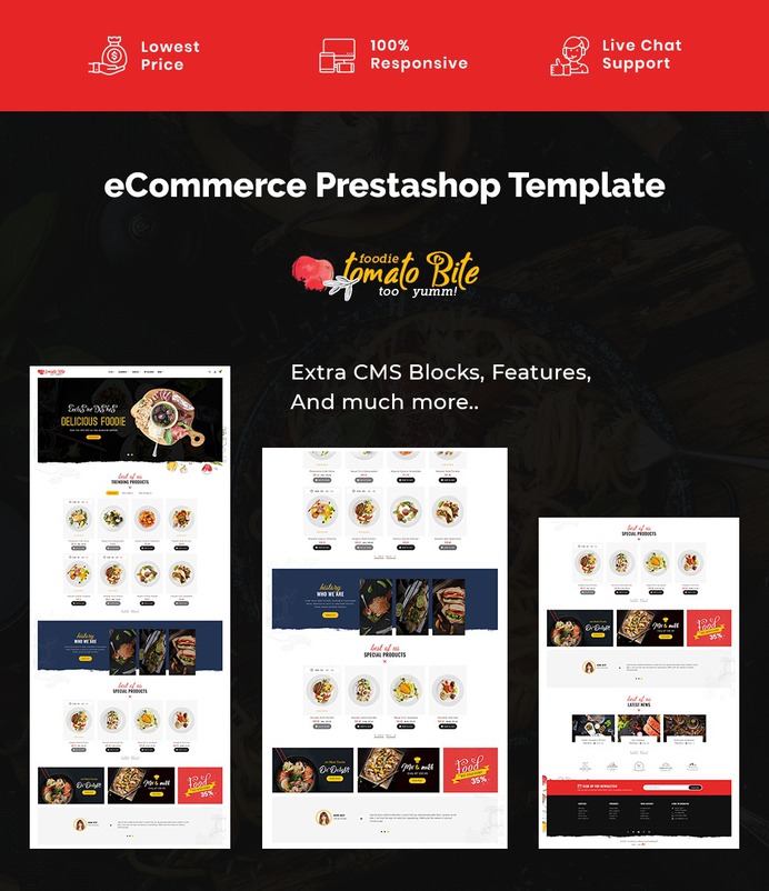 #TomatoBite - #Delicious #Food - #Prestashop #Responsive #Theme | #TemplateTrip #eCommerce #Website #Design #Template