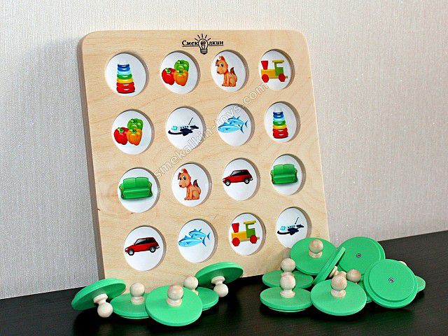 деревянная настольная игра мемори Смекалкин, аналог мемори