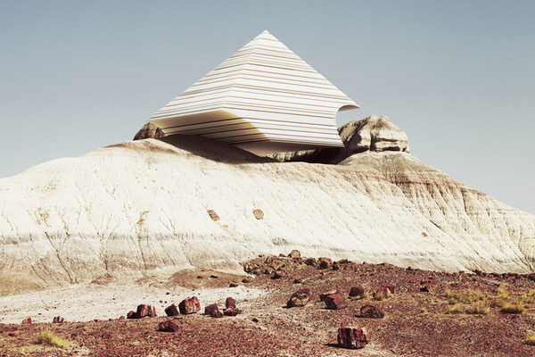 Ben Sandler #geometry #red #contrast #pyramid #desert