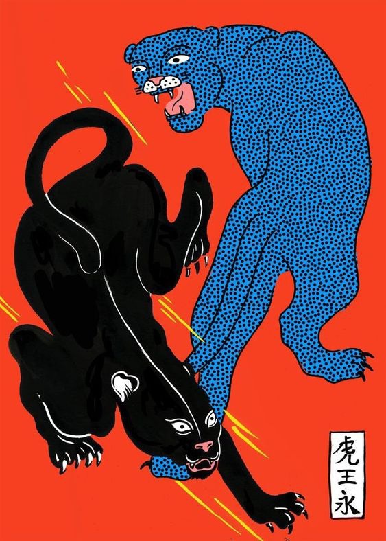 The jaguars attacking each other looks cool and the blue polka dot one has an interesting design