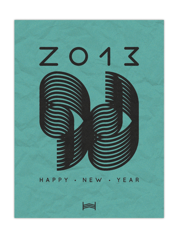 Happy New Year // 2013 - By Hadrien Degay Delpeuch #print #typography #shape #new #paper #card #year #2013
