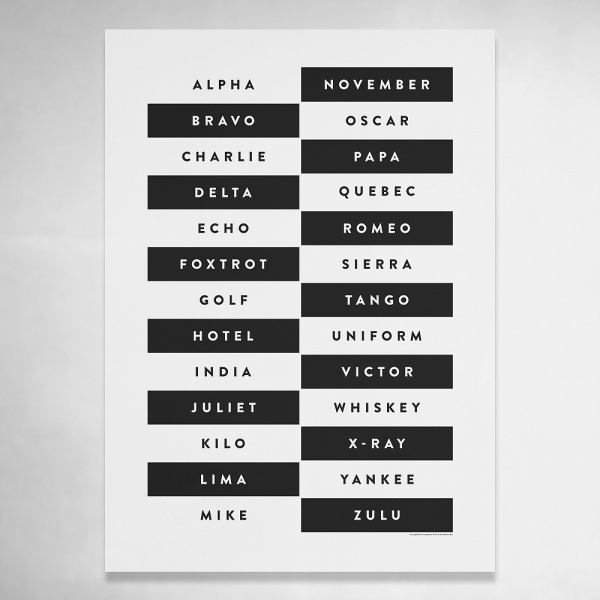 Dark Collar Art Co. — The Alpha Bravo Print 20x28 #bravo #white #rike #modern #print #alpha #black #poster #brandon #minimalist
