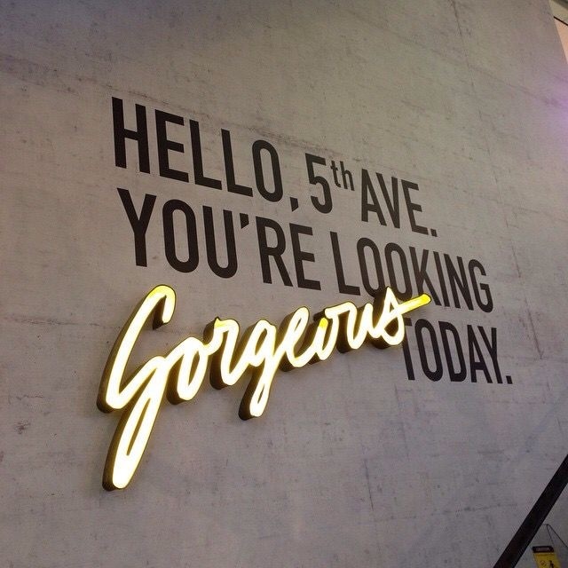 #signage #hello #fifth #avenue #fifthave #gorgeous #today #cement #wall #gold #script