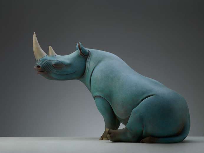 Surreal Animal Sculptures Carrying Monumental Elements of Nature by Wang Ruilin sculpture copper animals #sculpture #rhino