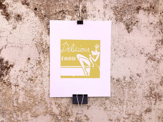 Delicious Food - 8 x 10 Mini Poster #kitsch #retro #girlie #illustration #vintage #etching #matchbook #art #burlesque