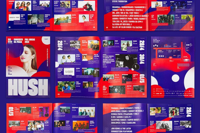 Hush Identity - Mindsparkle Mag Au Chon Hin designed the identity for HUSH!! – an event that has been organized for nearly 13 years and it has become one of the most anticipated music event every year and has gradually become a major cultural brand in Macau. #logo #packaging #identity #branding #design #color #photography #graphic #design #gallery #blog #project #mindsparkle #mag #beautiful #portfolio #designer