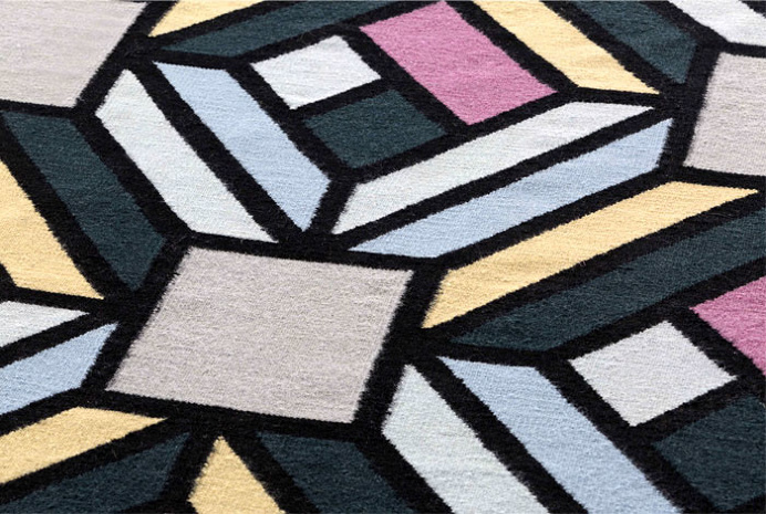 Visual Effects and Geometric Puzzle in the Latest GAN Kilim Collection - InteriorZine #floor #rugs #carpets