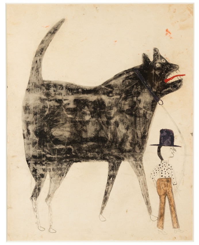 Bill Traylor, Painting of man with large dog.