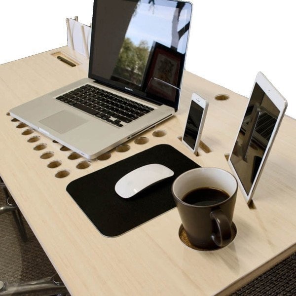 This desk's built-in features help you stay organized. #modern #design #home #product #furniture #industrial #style