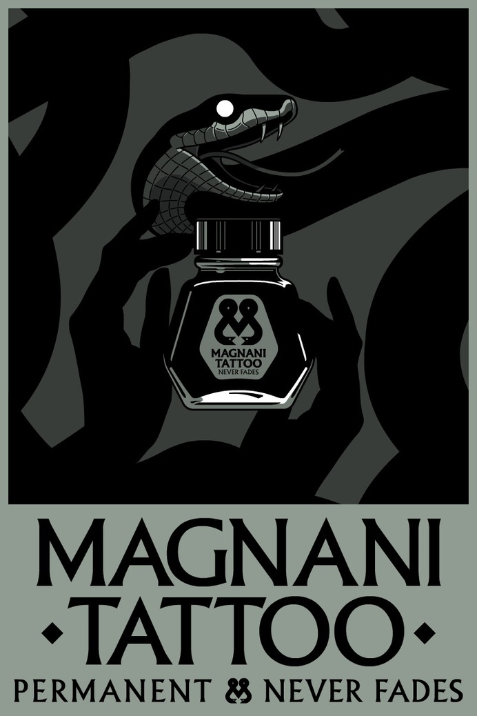 Gianmarco Magnani - Magnani Tattoo / Never Fades - Inks & Snakes Poster #gianmarcomagnani #illustration #poster #posterdesign #prints #typography #typeposter #typographicposters #minimal #flat #design #graphicdesign #art #black #retro #future #futurism #vector #tattoo #tattoos #ink #inked #tattooartist #tattooed #tattooart #tattoolife #tatuagem #tattooist #tattooing #tattooideas #blackandgreytattoo #tattoodesign #tattoostyle #tattooer #tatuaje #tattooink #tatuajes #neverfades #snakes