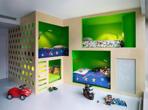Four kids room with art decor #interior #painting #art #kids #apartment #room