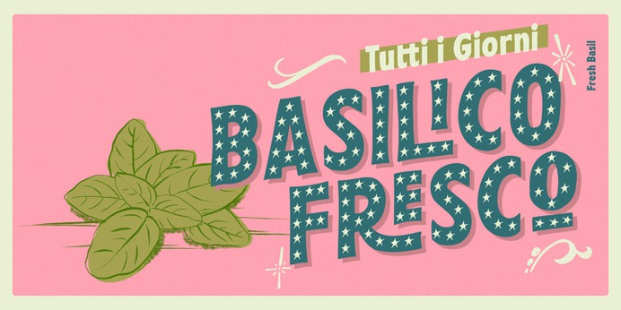 http://bit.ly/pestofresco Pesto Fresco #Font, can be easily combined and overlayed. Take a look at all 28 styles #type #typography 🍃🍃🍃 Available @myfonts Pesto Fresco is a new handwritten lettering system, a font family built by 28 fonts. Based on Screenprint technique, the aim is to get a textured result we can see in many old poster specially designed to be produced with that technology, bringing analog to digital. Overlapping Pesto Fresco Regular with any of the other decorative fonts you will get different graphic effects, so just choose the one fits better with your layout. This font can be used for different purposes from packaging design to web design. The Pesto Fresco posters are inspired by the typical products from the Italian Riviera in Liguria Region, homeland of Pesto, Focaccia and many other delicious delicatessen.