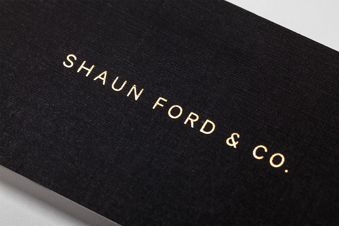 Logotype and business card with block foil detail designed by Savvy for bespoke furniture design firm Shaun Ford & Co. #card #business