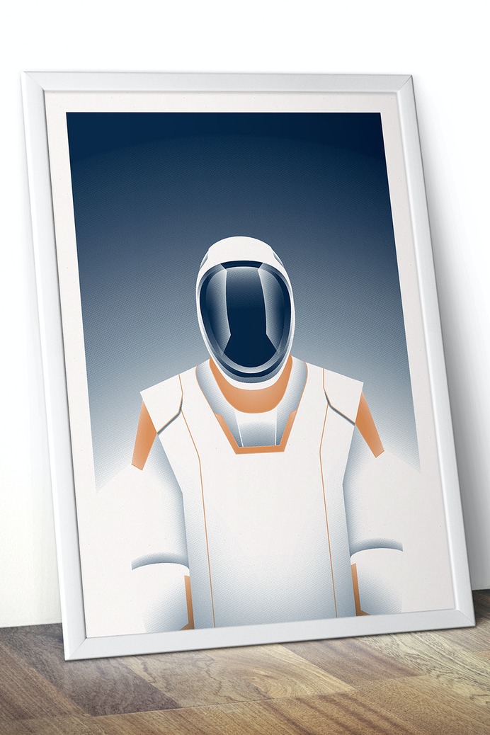 Screen print poster of Spacesuit #Wallart #illustration #poster #spacesuit #space