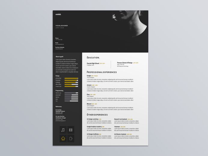 Free Visual Designer Resume Template for Job Seeker