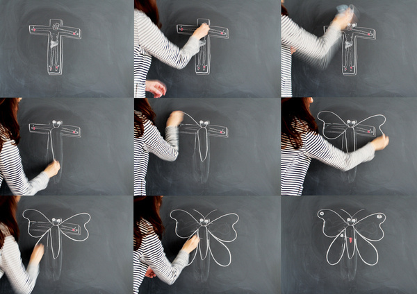 Clever Monkeys: a visual guide to atheism on the Behance Network #blackboard #design #chalk #chalkboard #illustration #drawn #atheism #hand
