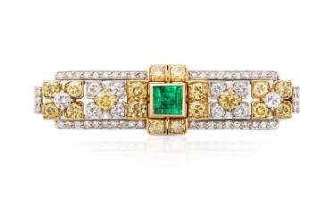 Smaragd-Diamant-Brosche