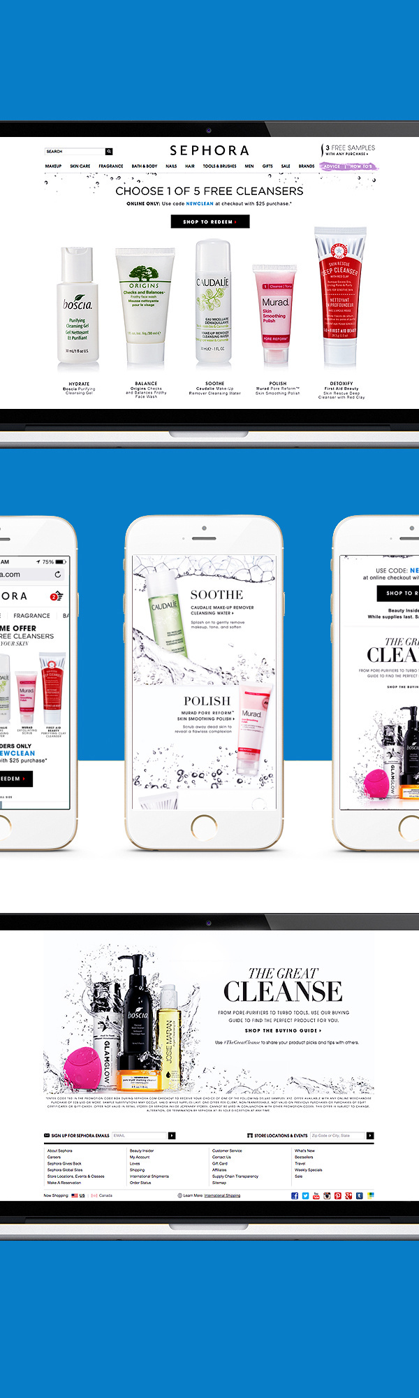 interactive campaign for Sephora. #cleanse #makeup #ecommerce #product #interactive #ux #sitedesign #sephora #makeup #editorial #interviews