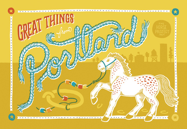 Portland Oregon, by Mette Hornung Rankin for Global Yodel #horse #design #portland #travel #postcard #oregon