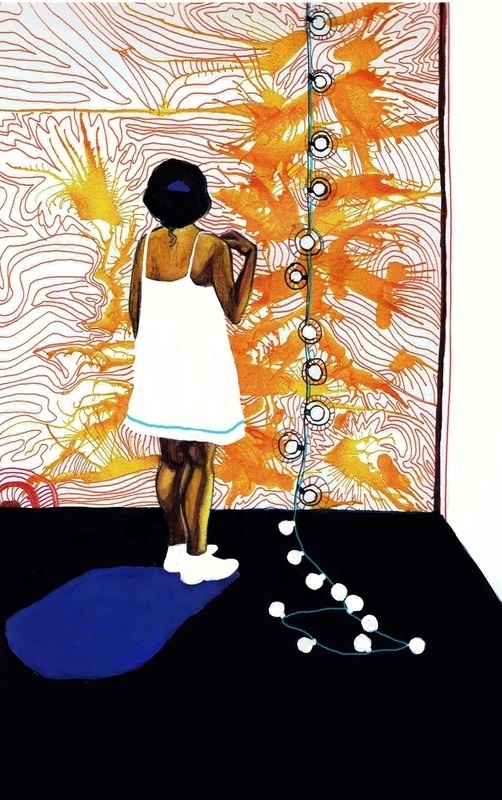Observing Lights - Katie Melrose #ink #girl #colors #watercolor #gouache