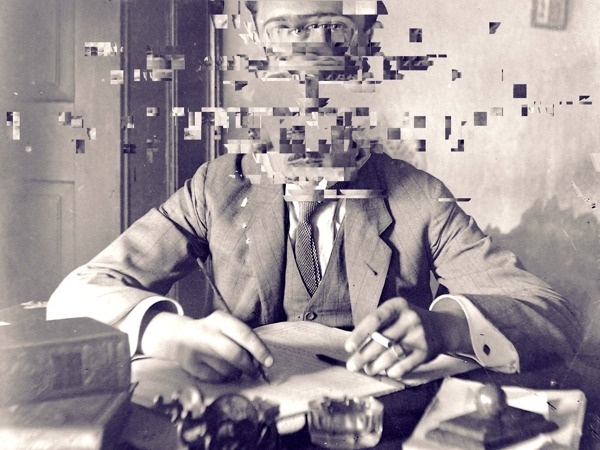 David Szauder - Failed memories, 2012-13 #white #photo #head #pixel #black #distortion #manipulation #vintage #and #explode #surreal #collage