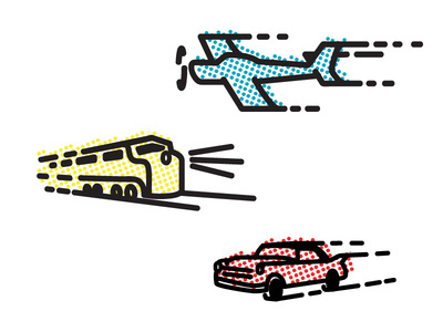 Planes, Trains, & Automobiles #train #chris #baker #icon #illustration #plain #car #transportation