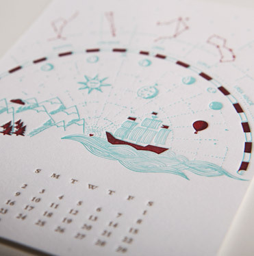 June by Reka Juhasz // 12 Musketeers 2013 Letterpress Calendar #juhasz #12 #2013 #calendar #design #graphic #letterpress #astrology #journey #reka #ship #june #musketeers
