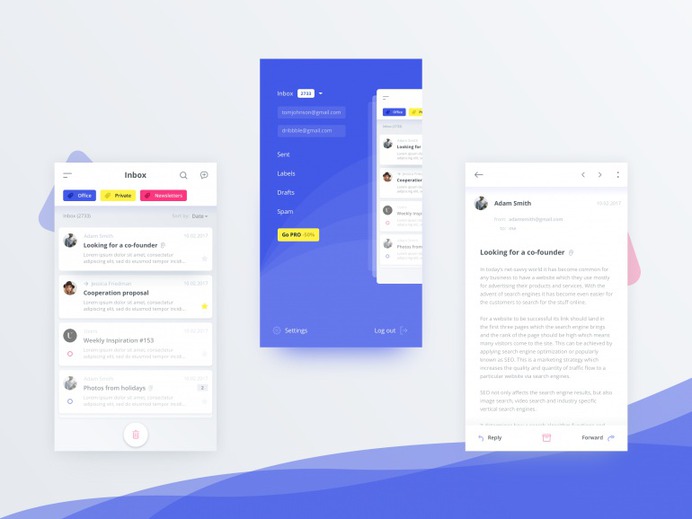Mail client app (.sketch) by Alan Podemski