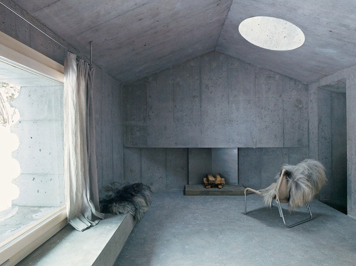 nickisch sano walder preserve the refugi lieptgas in concrete #cabin