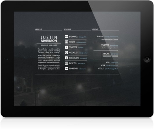 Personal Landing Page on the Behance Network #fog #ipad #photo #design #website #screen