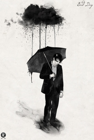 Bad Day by ~Amarelle07 #watercolors #clouds #black #rain #amarelle07 #day #sadness #sad #depression #bad