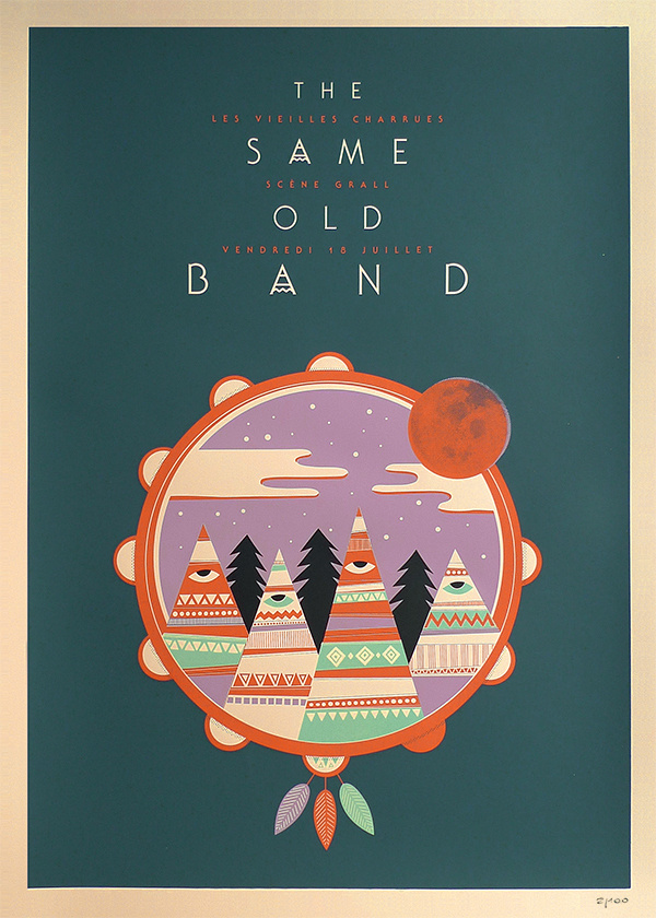 Affiche The Same Old Band par Weareted imprimé en sérigraphie par Dezzig #screenprint #rockband #printmaking