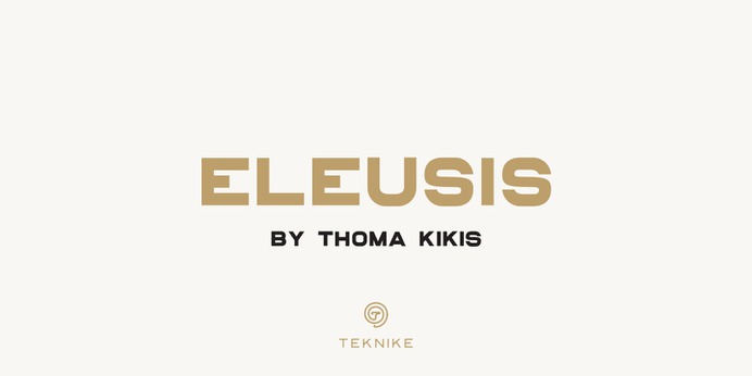ELEUSIS typeface (font) designed by Thoma Kikis. Teknike.com - #eleusis #typeface #font #kikis #thomakikis #sans #capitals #caps #nautical #midcentury #midcenturymodern #industrial #lettering #greece #greek #latin #hebrew #cyrillic #teknike