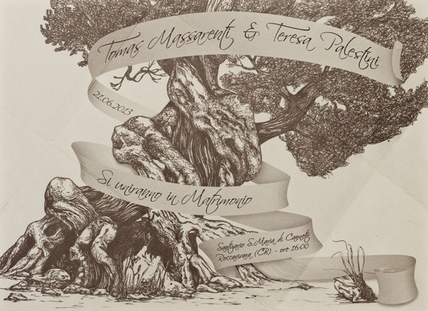 A brand for Tomas and Teresa's wedding. on Behance #wedding #favini crush #invitation #illustration #tree