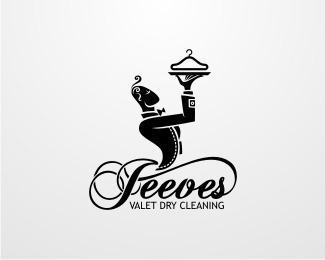 Jeeves Valet Dry Cleaning by Toez #white #script #design #black #jeeves #and #logo