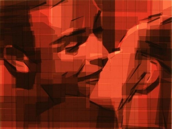 Kiss tape painting #portraits #tape #art #paintings