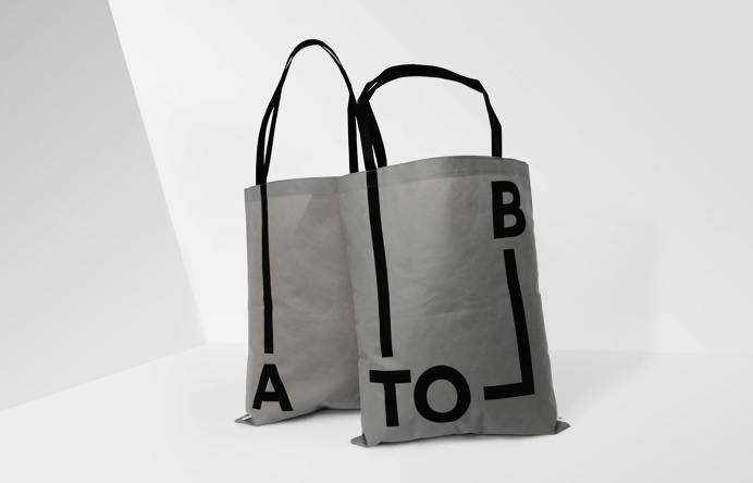A–TO–B stop shop logo logotype typography design designer minimal beautiful business card print bag grey black yellow mindsparkle mag