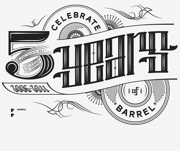 Barrel 5 Year - Andrea Horne #lettering #years #5 #custom #logo #barrel #typography